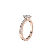 Solitaire Noémie bague diamant naturel poire et diamants naturels ronds 1.20 carat or rose